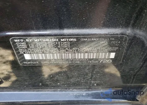 2015 Mitsubishi Mirage Es z USA, uszkodzony, nr VIN ML32A4HJXFH002037